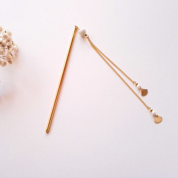 Pic à cheveux mariage minis éventails doré et blanc