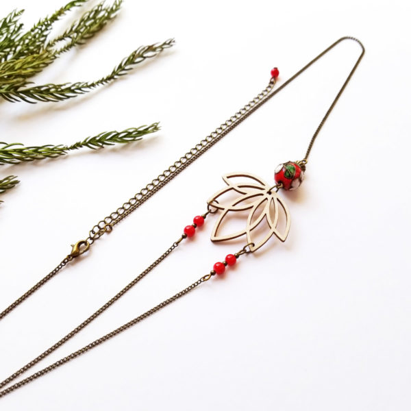 Headband mariage fleur de lotus en bois