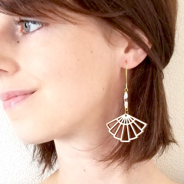 Boucles d'oreilles éventail en bois - personnalisables